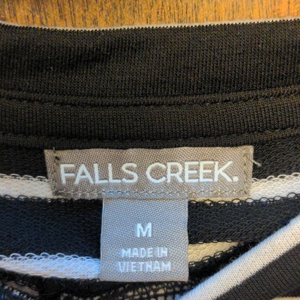 Falls Creek Monochrome Striped Dress Women's Medium White and Black - Picture 2 of 5